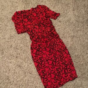 Elegant Red and Black heart Patterned Dress